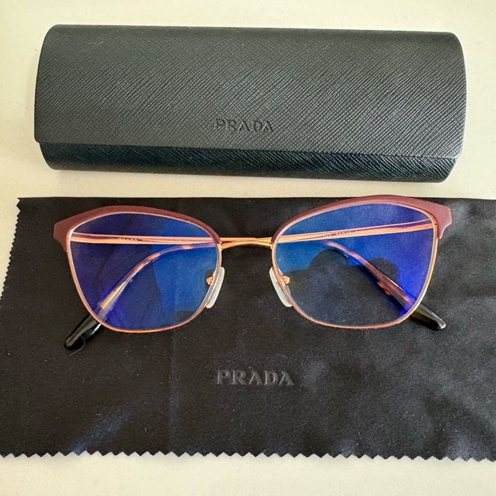 Prada Women's Rose Gold and burgundy Glasses